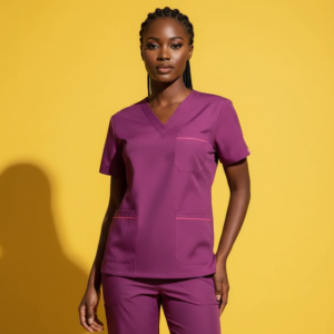 Marinière Médicale Rouge Bordeaux – Confort et Hygiène au Quotidien